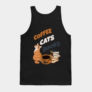 Coffee Cats and Books Tank Top